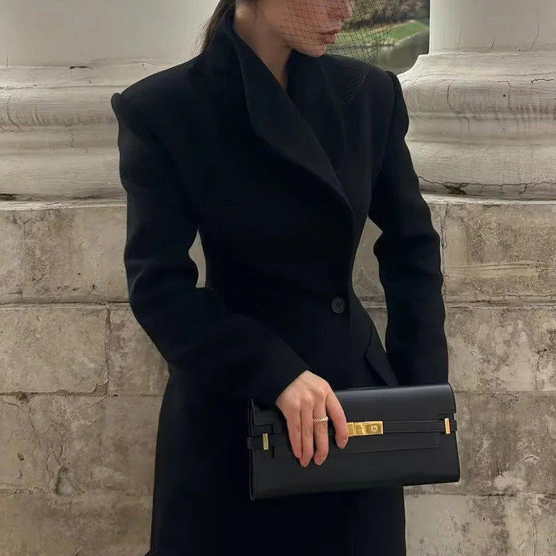 Korean Elegant British Long Cut Coat Women Spring Woolen Coat