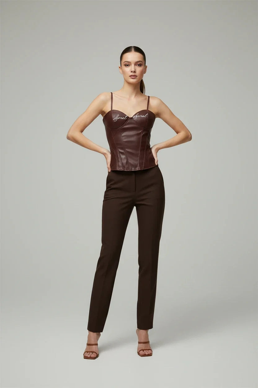 Maillard Pure Lust Style PU Leather Padded Tube Top Camisole