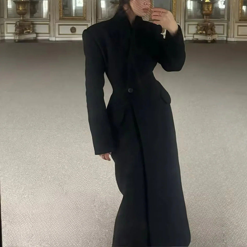Korean Elegant British Long Cut Coat Women Spring Woolen Coat