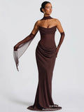 Women's Mesh Spliced Tube Top Long Dress Set