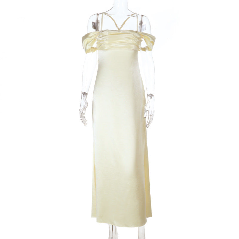 Bella Mia Strap Satin off Shoulder Evening Dress Backless Sexy Dress — alternate view
