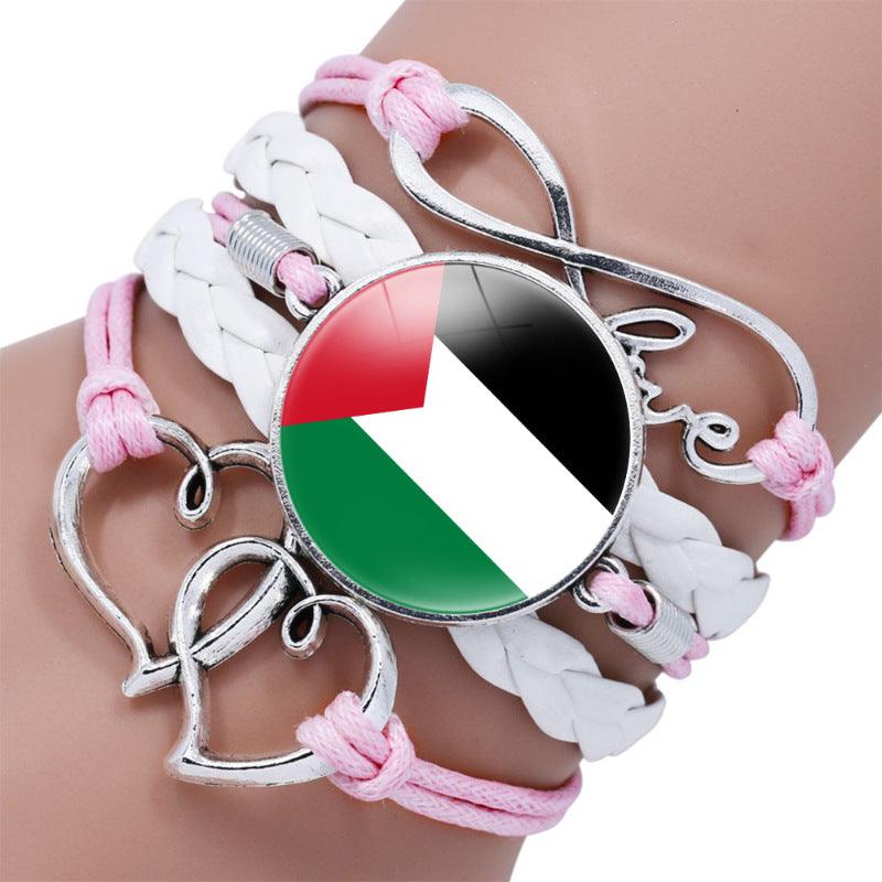 Mariam's Collection Palestinian flag keffiyeh pattern time gemstone love & ∞ style multi-layered… — detail shot 8