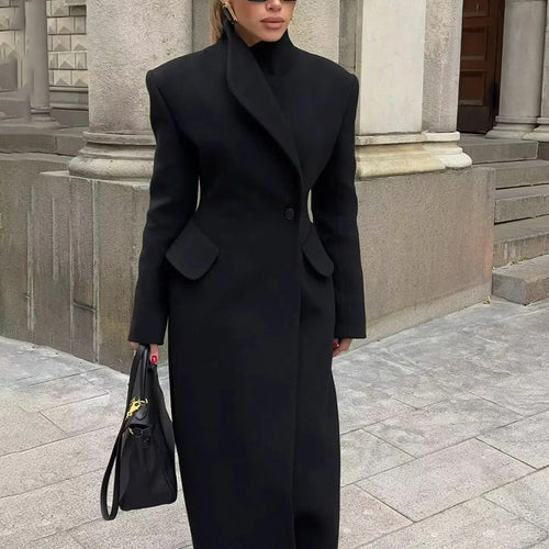 Bella Mia Korean Elegant British Long Cut Coat Women Spring Woolen Coat — main product shot