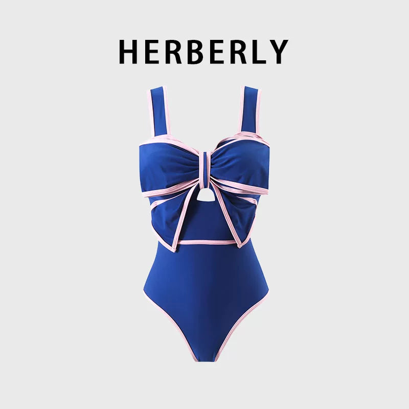 HERBERRY Women's Bikini Set Ruched One Piece Swimsuit Skirted