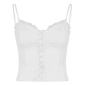 Lace Trim Button Front Camisole Top White S M L