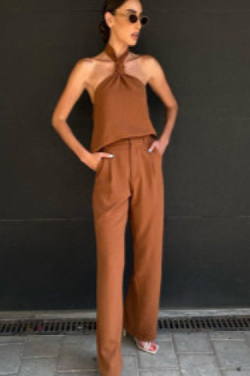 Pretty Little Patriot Pretty Little Patriot High Waist Brown Trouser Set — product category context