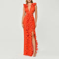 Bella Mia French Cocktail Maxi Dress Summer V Neck Pleated Ruffled Waist Slimming A Line Dress Women — detail and construction