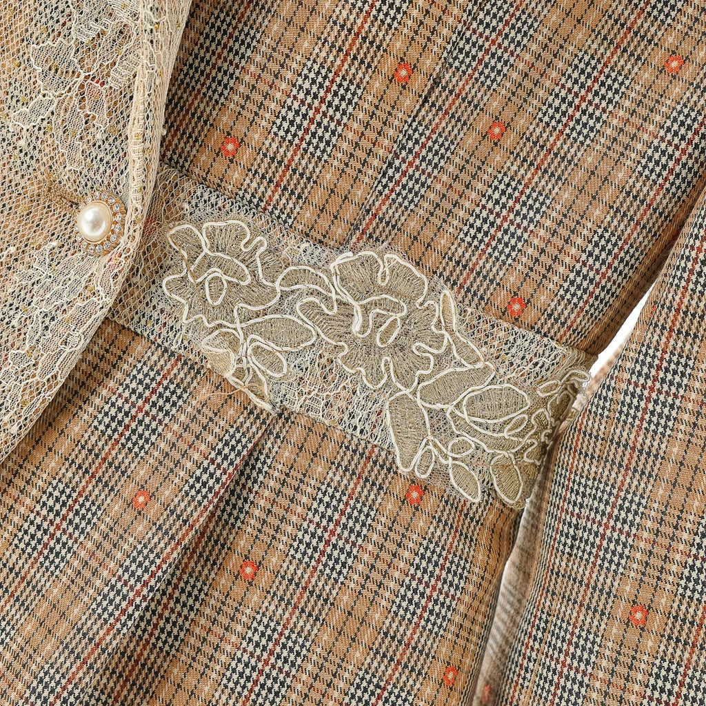 West Lake Pavilion Slim Plaid Beaded Suit Jacket