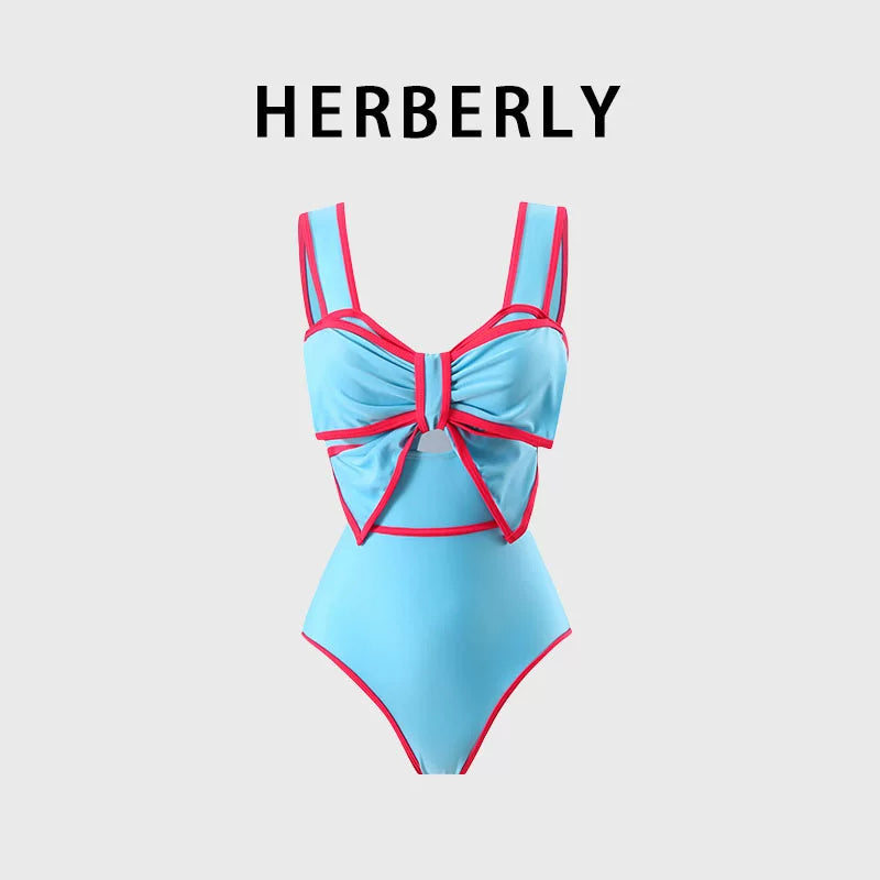 HERBERRY Women's Bikini Set Ruched One Piece Swimsuit Skirted