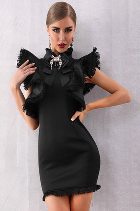 Pretty Little Patriot Black Flying Sleeves cocktail Dress