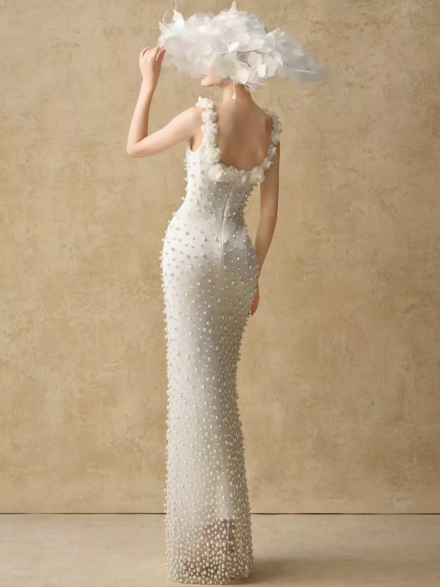 Eternity Wedding Dress Strapless Beaded Mermaid Evening Gown White