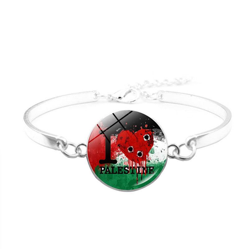 Mariam's Collection Free Palestine Bracelet | Palestinian Flag Keffiyeh Bracelet (MAC081) — lifestyle worn / used context