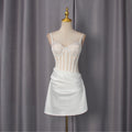 Spring Sexy Sweet Waist Slimming Boning Corset Mesh Splicing Sling Dress Women