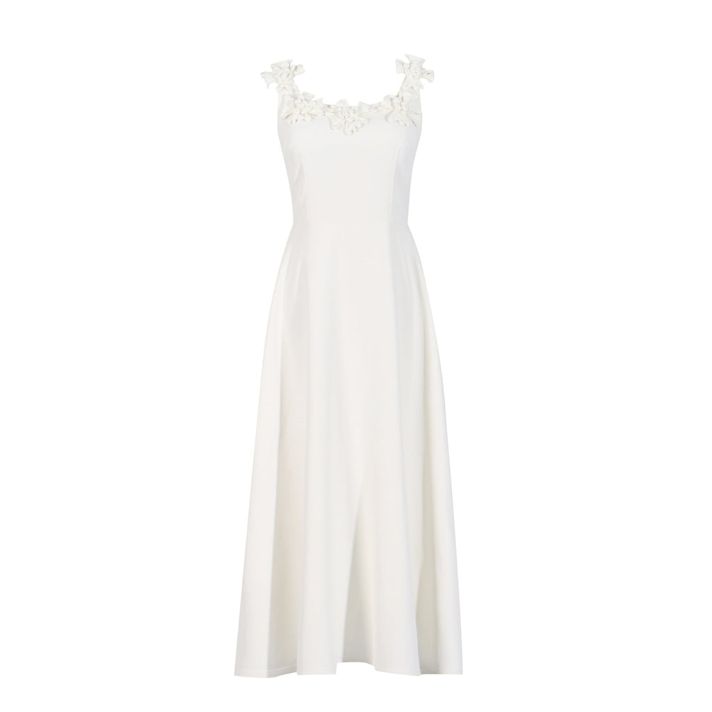 Fall Elegant Elegant Sweet Heavy Industry Three Dimensional Floral Long Patchwork Strap Dress for Women