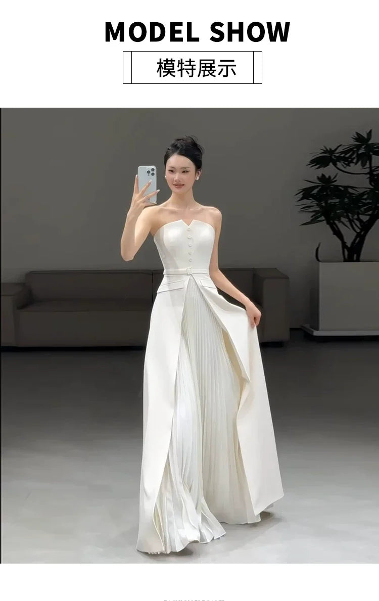 Wansha Fairy Strapless Lightweight Wedding Dress White
