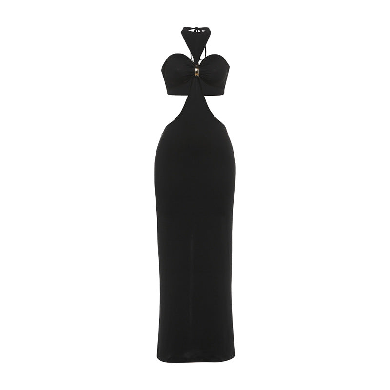 Autumn Women Clothing Sexy Tube Top Halter Lace up Backless Slit Dress — view 5