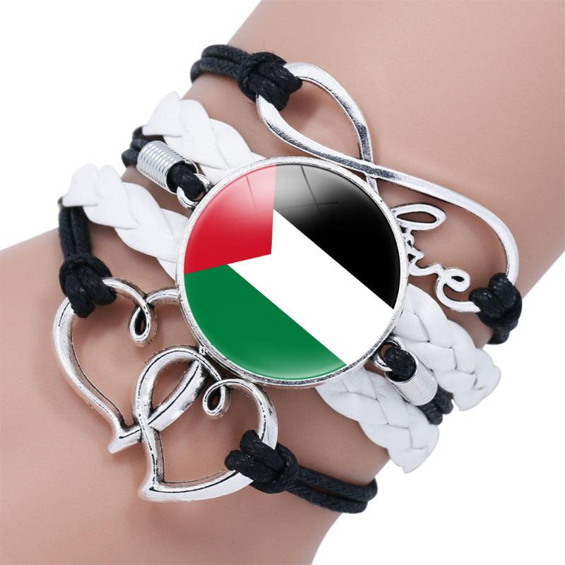 Mariam's Collection Palestinian flag keffiyeh pattern time gemstone love & ∞ style multi-layered… — detail shot 9