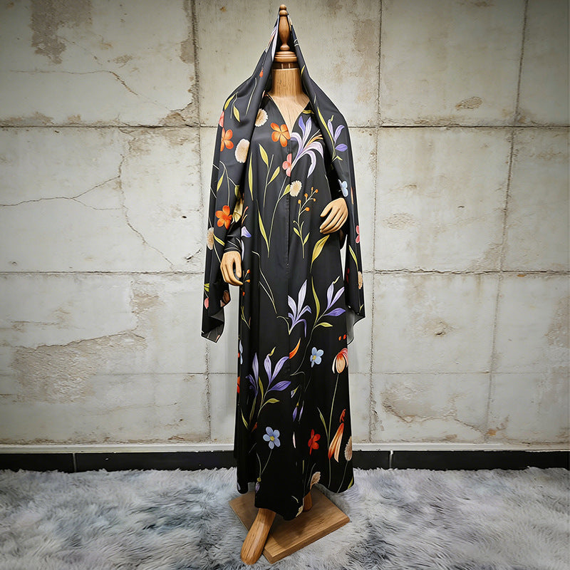 Floral Printed Oversized Abaya with Hijab (MOA297)