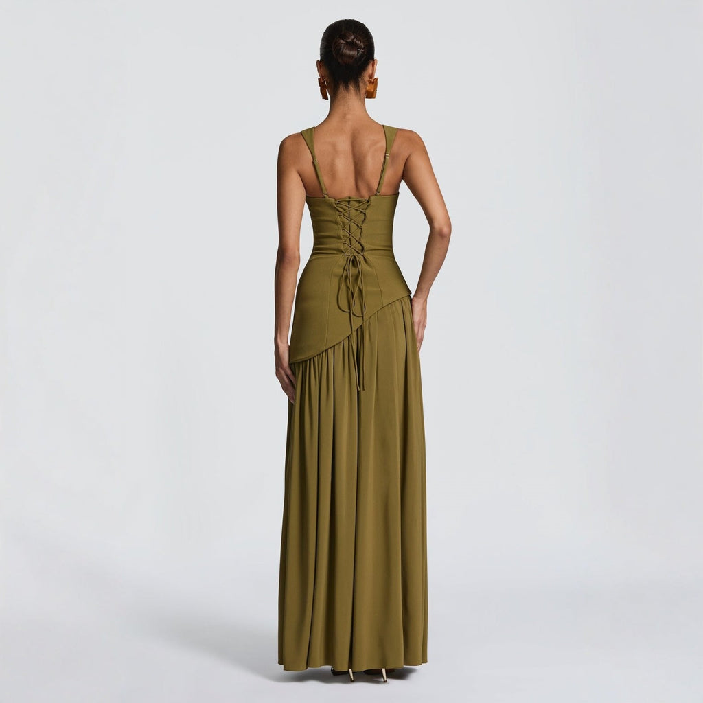 Women's Long-Sleeve Slim Fit Dress European Style Solid Color