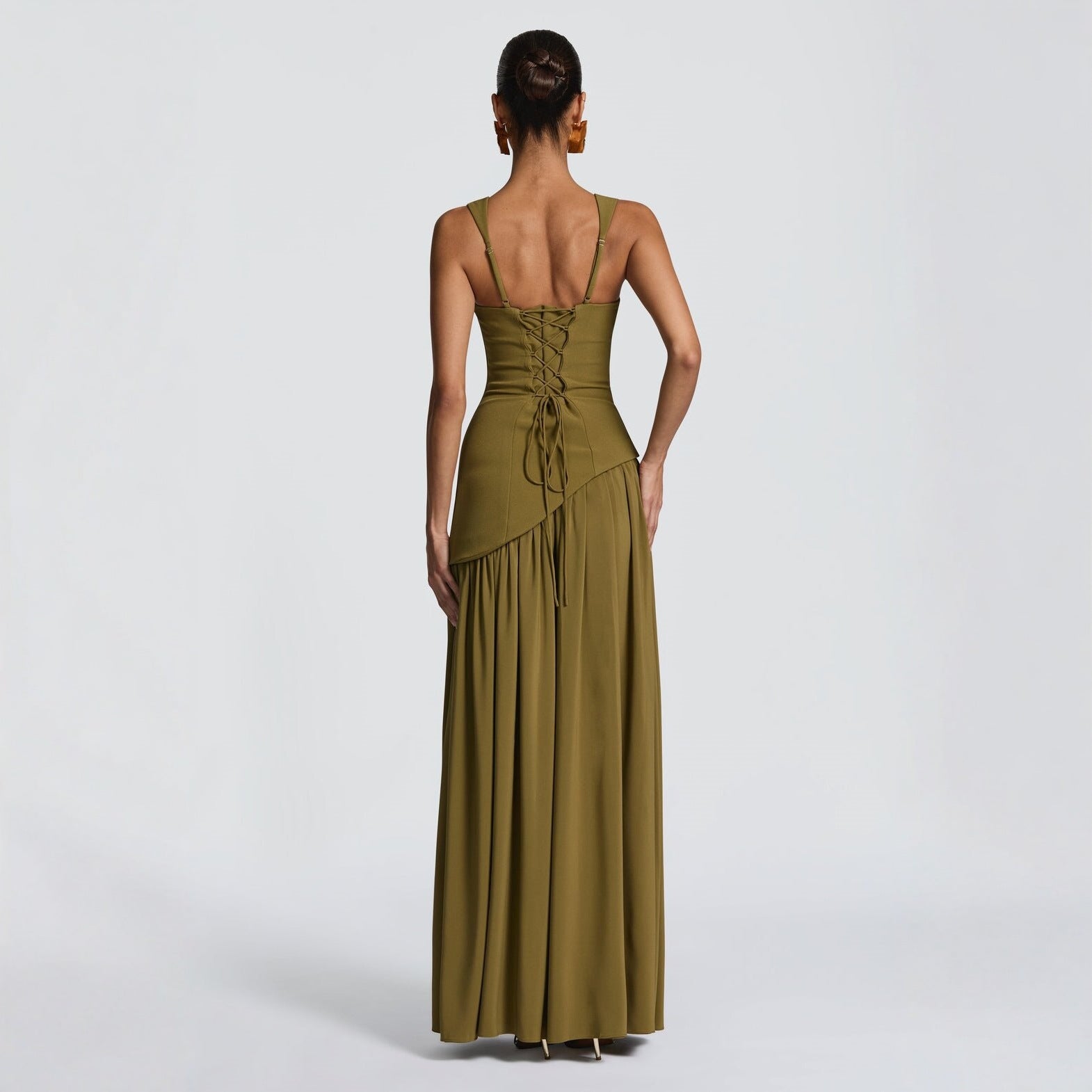 Women's Long-Sleeve Slim Fit Dress European Style Solid Color