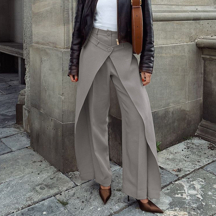 Bella Mia French Minority Design High Waist Trousers Women Clothing Spring Loose Irregular Asymmetric Casual Wide Leg Pants — lifestyle context