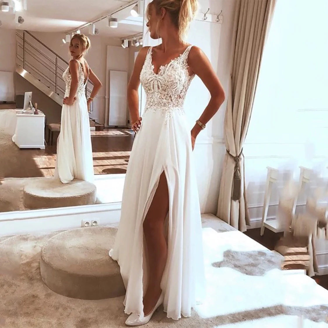 Envy NYC Envy NYC Lace Boho Appliqué Gown — main product shot