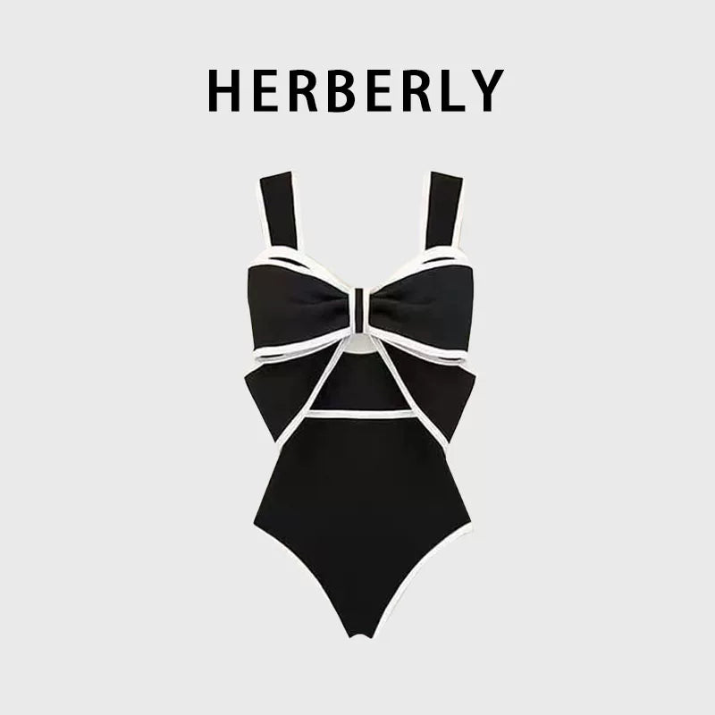 HERBERRY Women's Bikini Set Ruched One Piece Swimsuit Skirted
