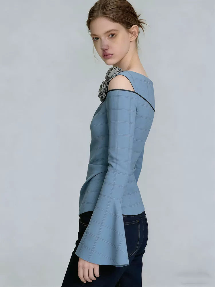 Blue Off-Shoulder Blouse Plus Size