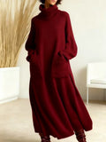 Bella Mia High Neck Woolen Dress Loose Woolen Coat — detail and construction