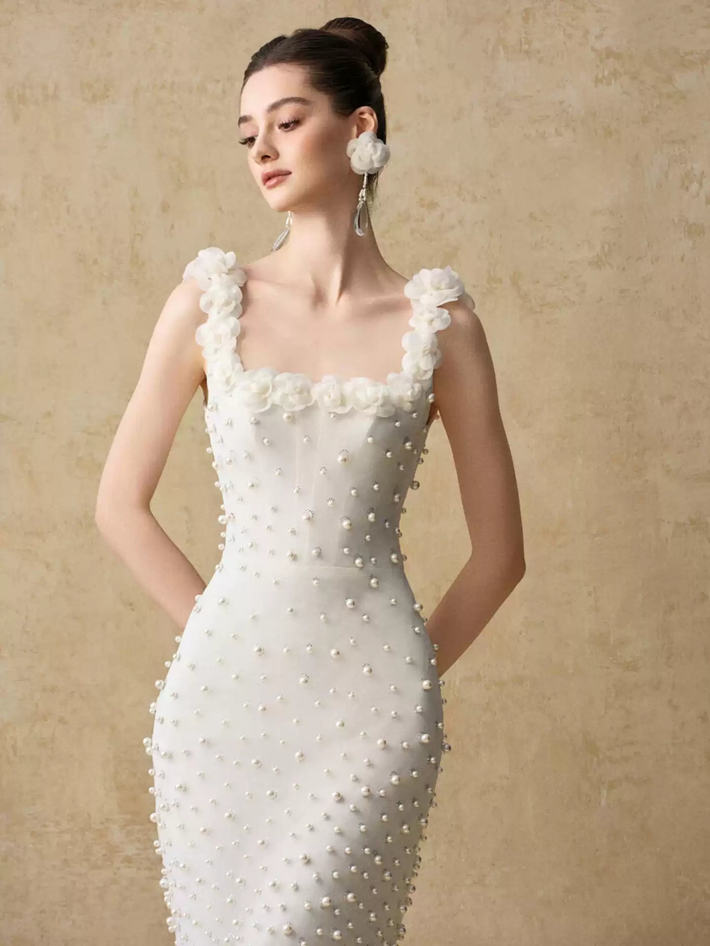 Eternity Wedding Dress Strapless Beaded Mermaid Evening Gown White