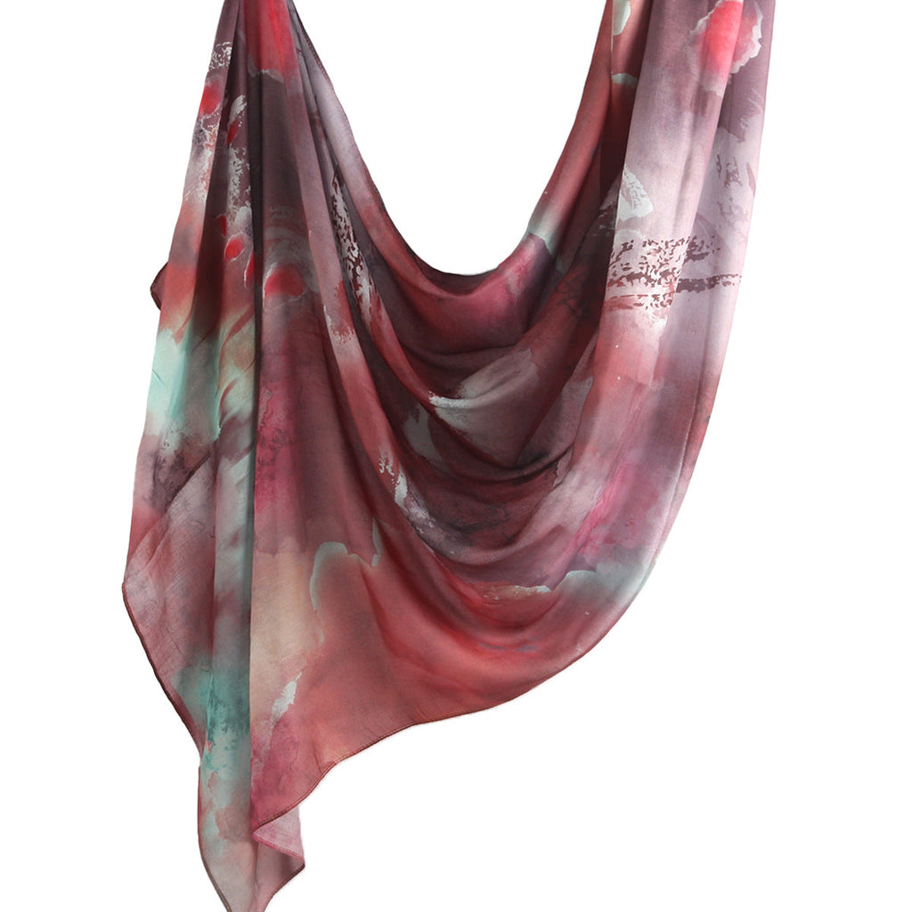 Mariam's Collection Watercolour Floral  Printed Hijab (MH103) — back view