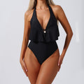 Bella Mia Minimalist One Piece Flounced One Piece Swimsuit — detail and construction