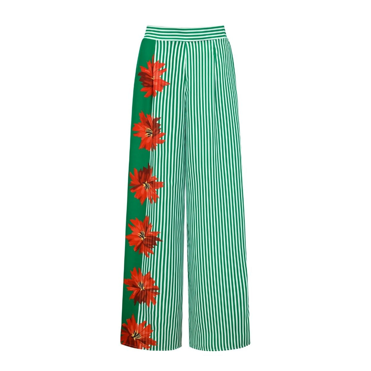 Swimsuit Green Striped Floral Stitching Swimsuit Women Tube Top Swimsuit