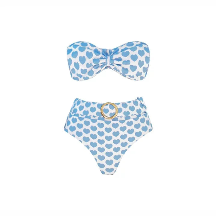 Polka Dot Print One-Piece Swimsuit Set for Women Vacation 2024