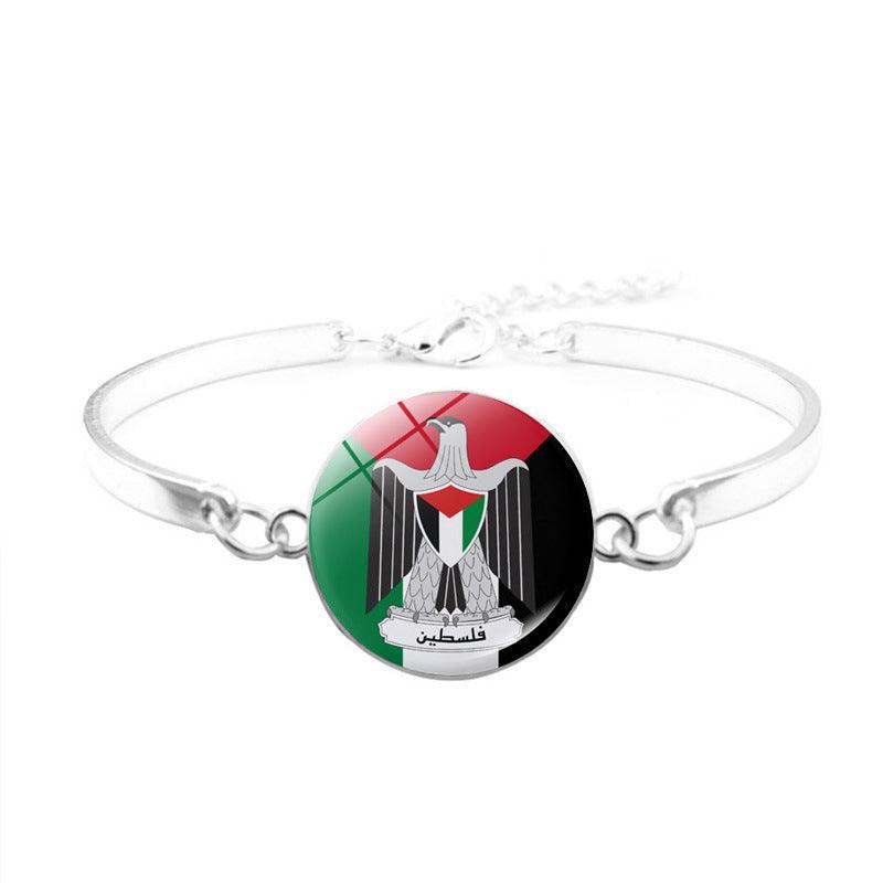 Mariam's Collection Free Palestine Bracelet | Palestinian Flag Keffiyeh Bracelet (MAC081) — fabric or material detail