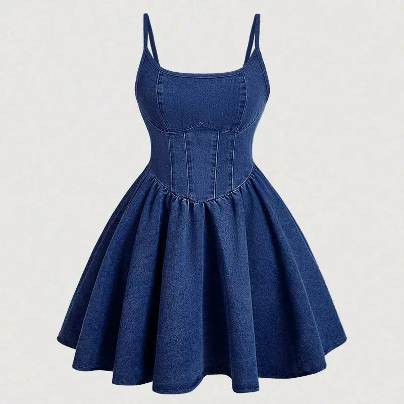 Women's Casual Denim Slip Dress Sweet Sleeveless Mini Dress