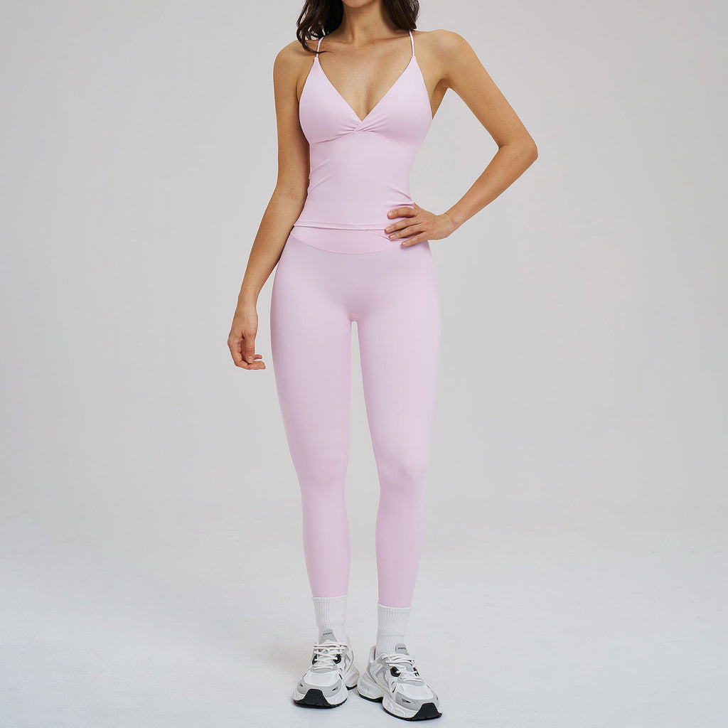 Bella Mia Brushed Sports Tight Back Running Sports Casual Suit Outdoor Riding Yoga Two Piece Sets — branding close-up