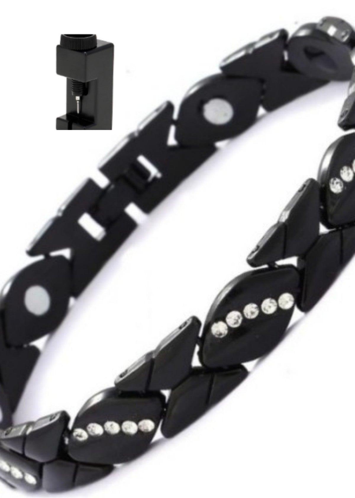 Mariam's Collection Mariam's Collection MAC083 Leaf Brushed Creative Magnet Bracelet — Mariam's Collection branding close-up