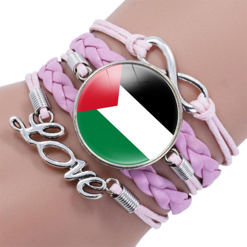 Mariam's Collection Palestinian flag keffiyeh pattern time gemstone love & ∞ style multi-layered… — detail shot 7