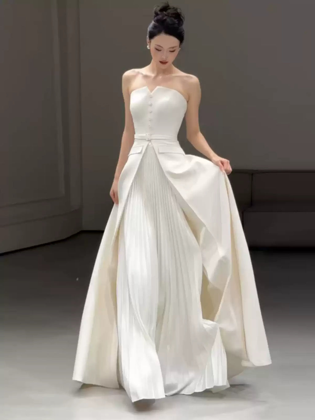 Wansha Fairy Strapless Lightweight Wedding Dress White