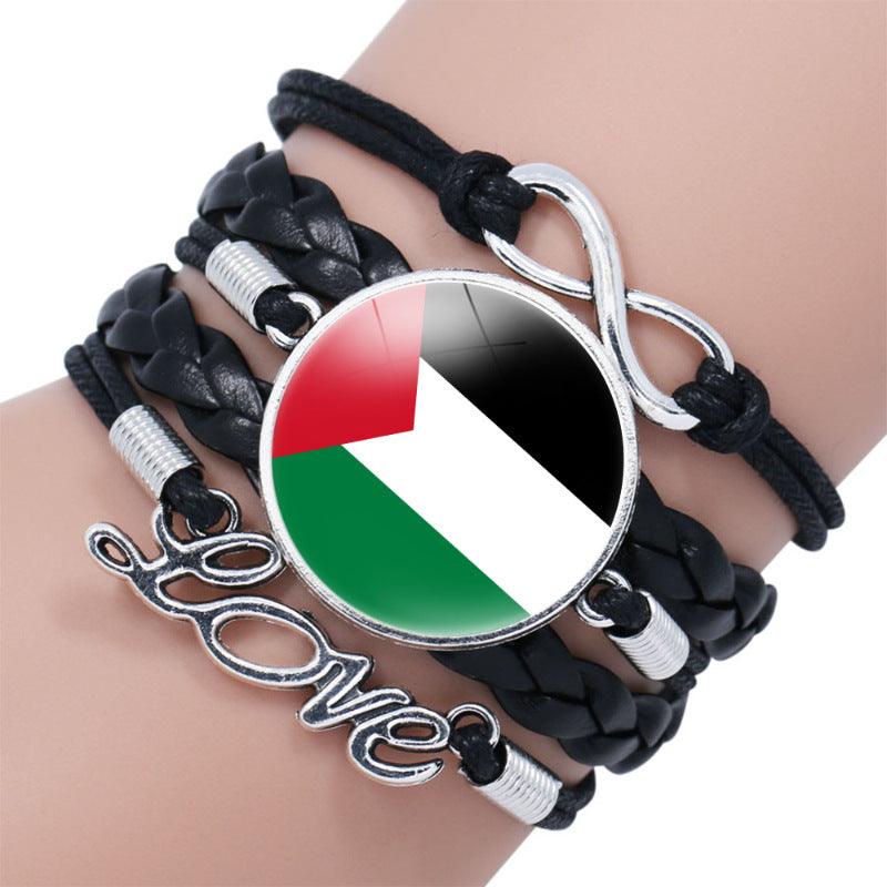 Mariam's Collection Palestinian flag keffiyeh pattern time gemstone love & ∞ style multi-layered… — main product shot