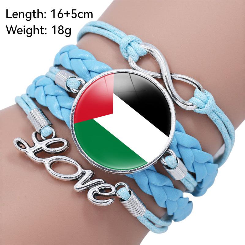 Mariam's Collection Palestinian flag keffiyeh pattern time gemstone love & ∞ style multi-layered… — construction detail
