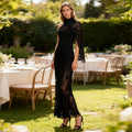 Bella Mia Shawl Lace Sleeveless Dress Autumn Winter High Grade Waist Slimming Dress Women — detail and construction