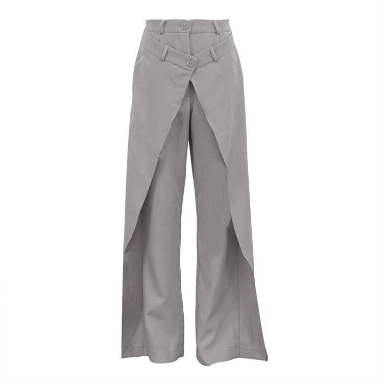 Bella Mia French Minority Design High Waist Trousers Women Clothing Spring Loose Irregular Asymmetric Casual Wide Leg Pants — alternate view