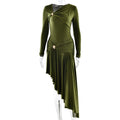 Bella Mia Autumn Winter Graceful Fashionable Women Slim Dress Sexy Pleated Irregular Asymmetric Maxi Dress — alternate view