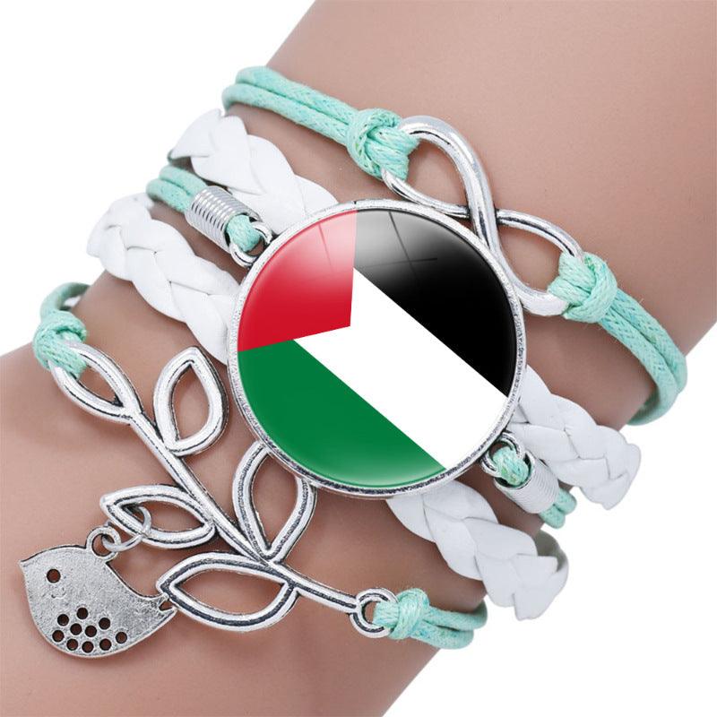 Mariam's Collection Palestinian flag keffiyeh pattern time gemstone love & ∞ style multi-layered… — product category context