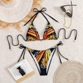 Bella Mia Bikini Swimsuit Women Sexy Butterfly Printed Halter Lace up Bikini Swimsuit — detail and construction