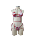 Bella Mia Striped Printed Split Bikini Women Sexy Three Point Bikini Skirt Set — alternate view