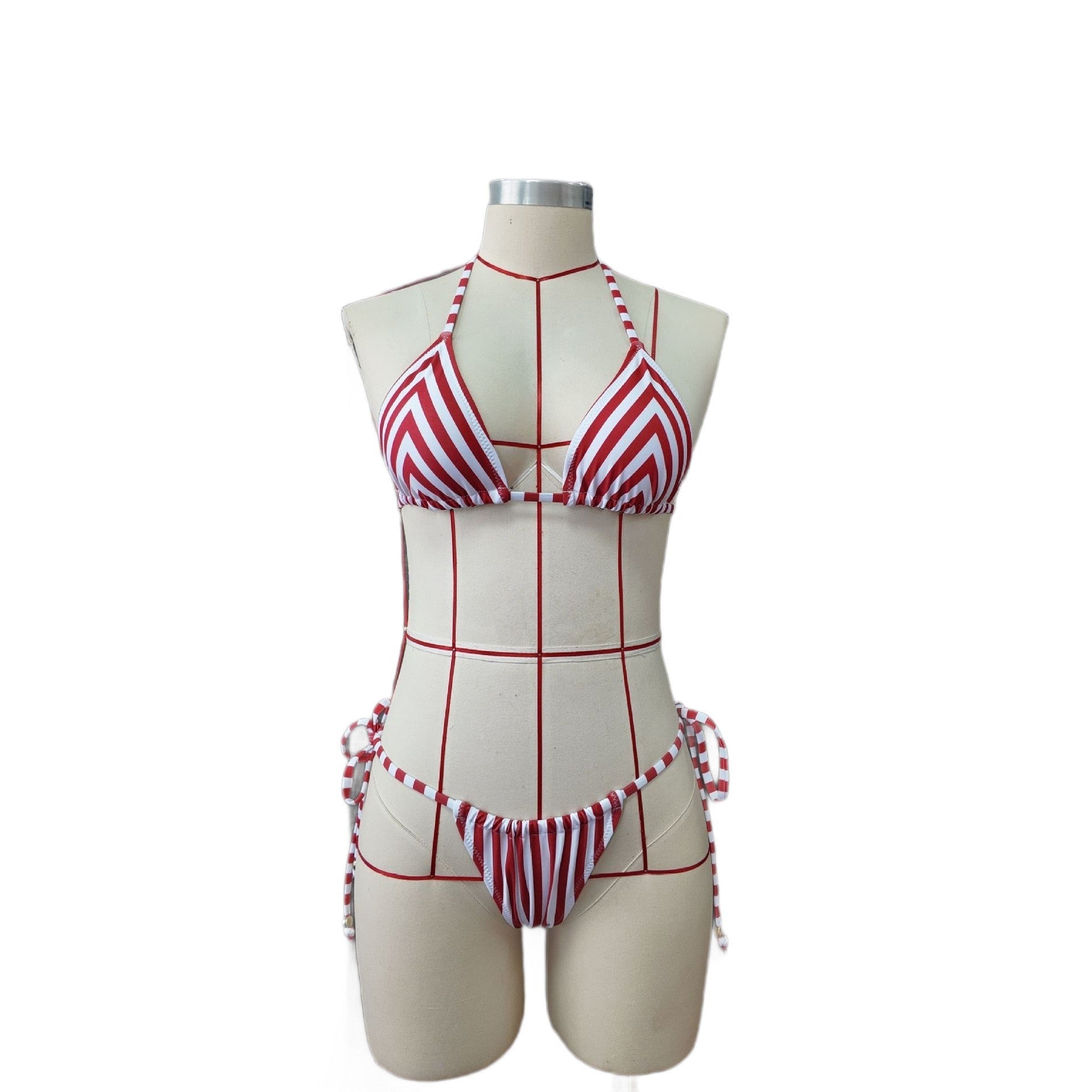 Bella Mia Striped Printed Split Bikini Women Sexy Three Point Bikini Skirt Set — alternate view