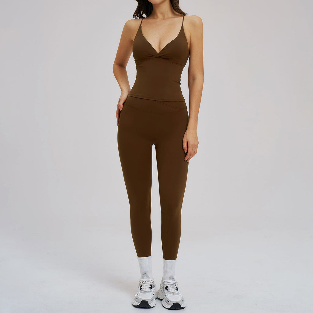 Bella Mia Brushed Sports Tight Back Running Sports Casual Suit Outdoor Riding Yoga Two Piece Sets — alternate view